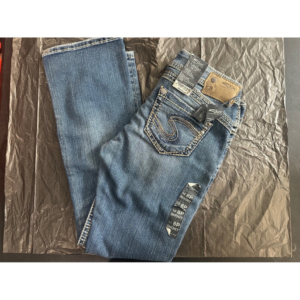 Silver Jeans Co Tuesday Low Rise Slim Bootcut Jeans Womens 8P Short Blue Denim